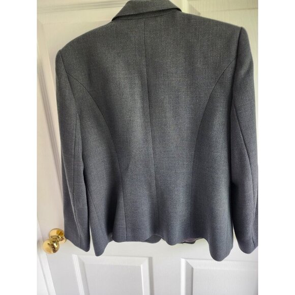 F Carriere Sandra Angelozzi SZ 42 100% Wool Dark Gray Lined Blazer  Woolmark - Picture 2 of 9